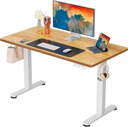 ErGear Height Adjustable Electric Standing Desk, 40 x 24 Inches Sit Stand up Desk, Memory Computer Home Office Desk, Light Vintage Brown