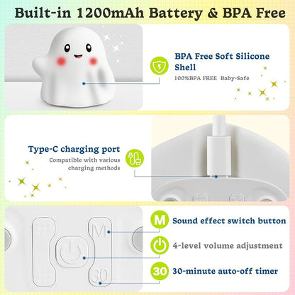 Rechargeable Night Light for Kids - Silicone Lamp with Touch Sensor for Kids Room - LED Squishy Night Light for Baby Nursery with RGB Rainbow Color-Changing/30-Min Timer