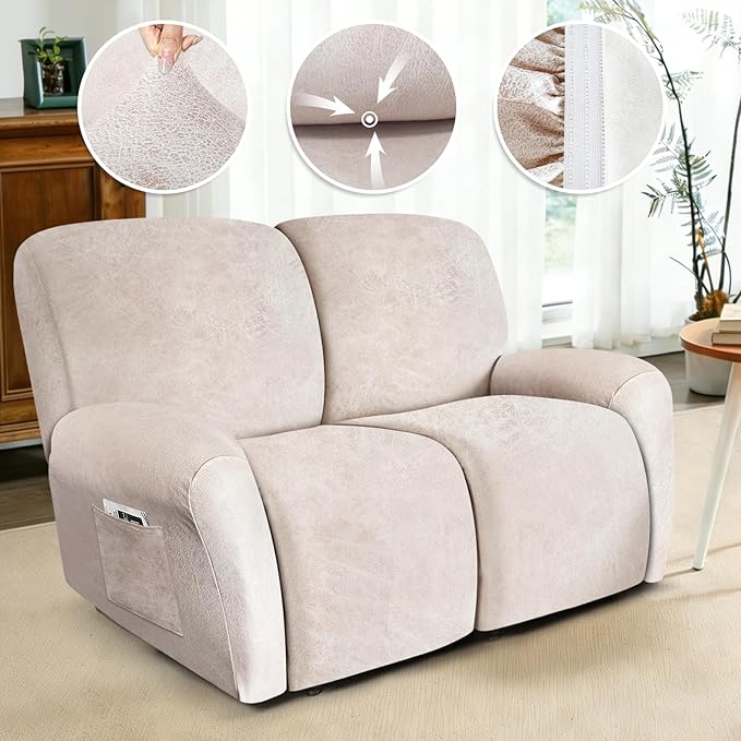 ANARACHON Loveseat Recliner Cover Leather Look Recliner Loveseat Covers