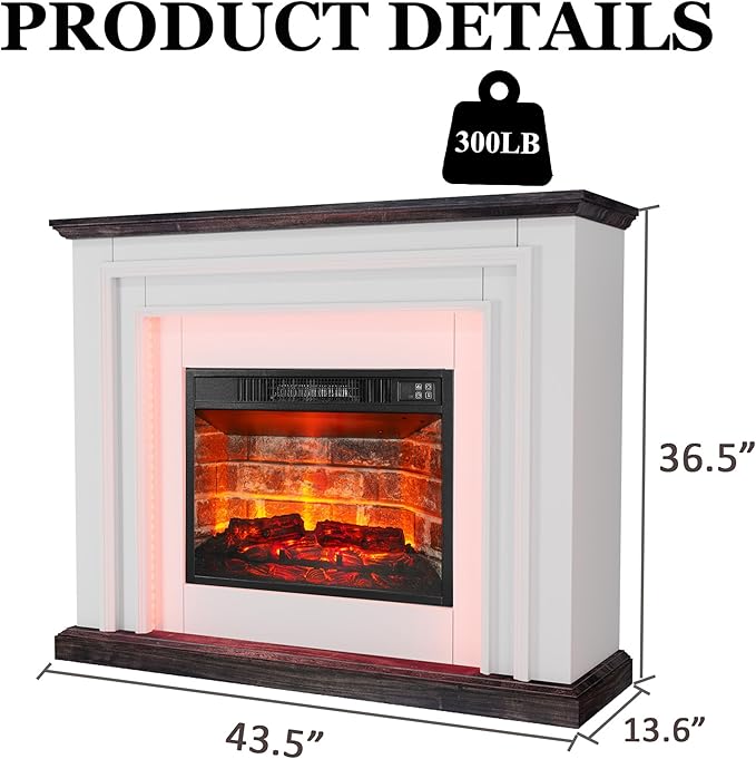 44" LED Lights Electric Fireplace