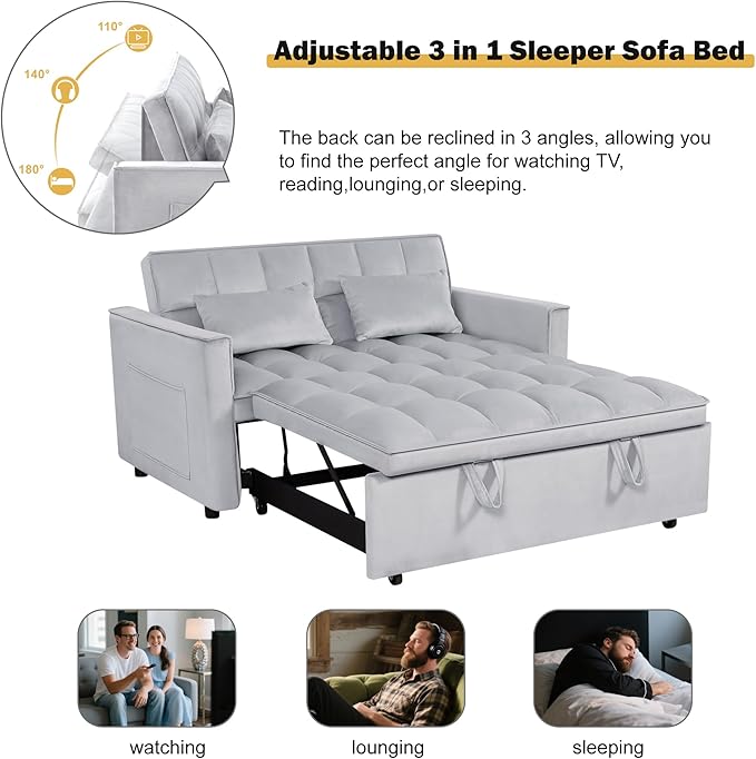 Convertible Sleeper Sofa Bed, Loveseat Sleeper Sofa