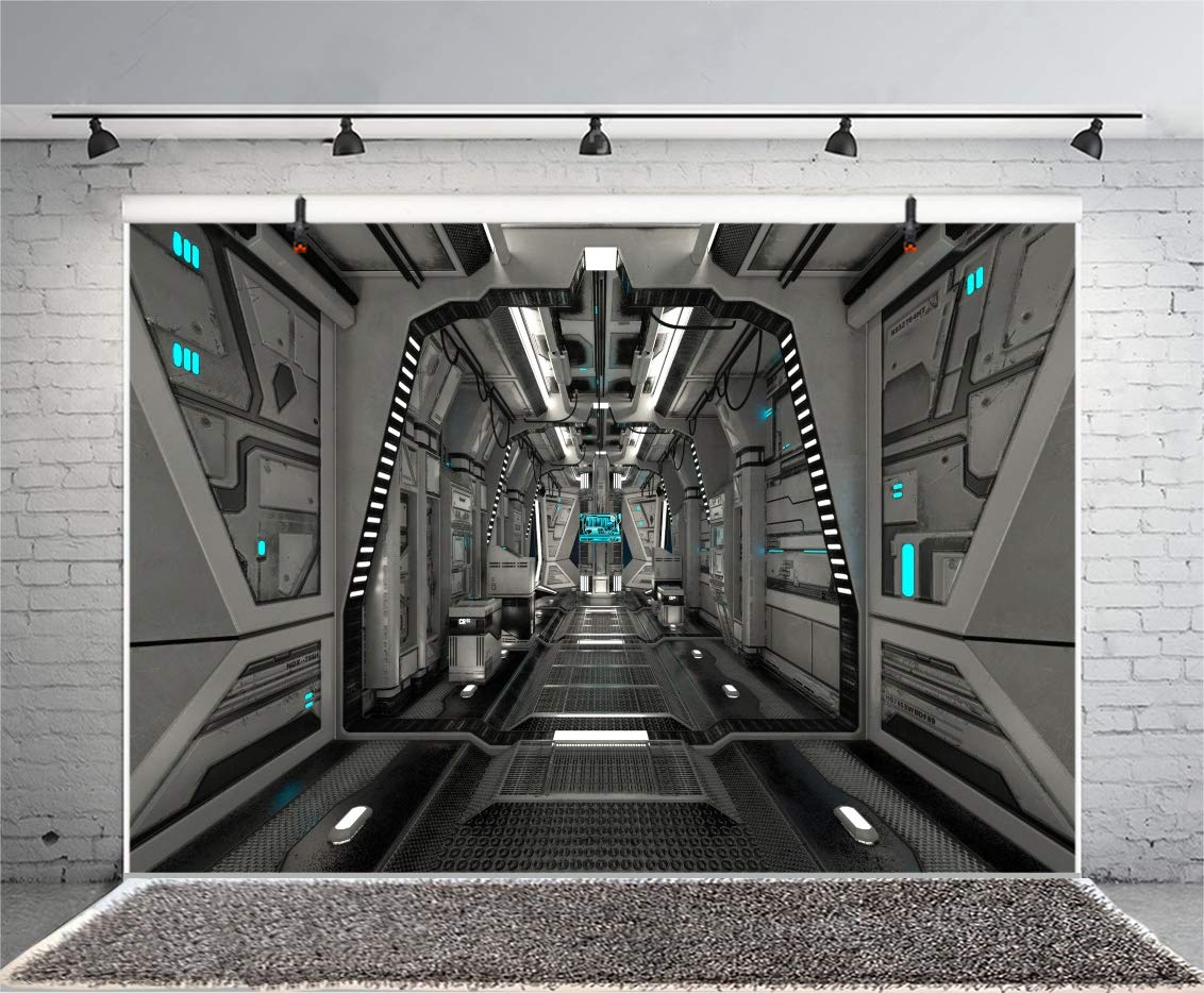 ZJRBJB 10x8ft Spaceship Wars Interior Galaxy Backdrop Outer Space Star Space Station Astronaut Spacecraft Background Universe Adventure Asteroid Science Fiction Birthday Banner Photo Booth