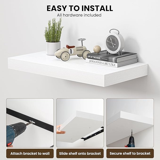 Dreamland 32" Floating Shelves for Wall, Wall-Mounted Shelves for Bedroom