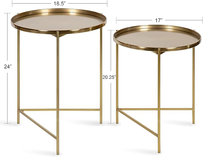 Kate and Laurel Ulani Modern Nesting Side Table; Set of 2; Gold; Sophisticated