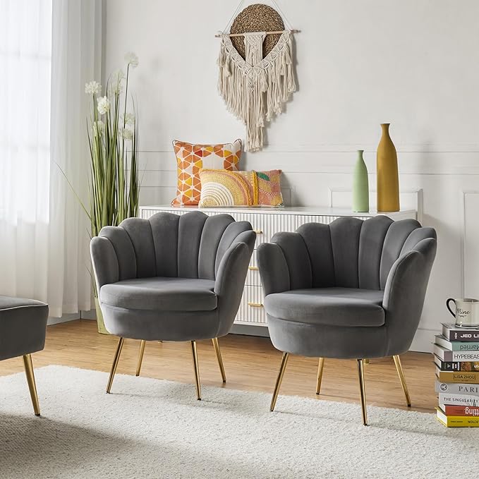 HULALA HOME Modern Velvet Accent Chairs Set of 2