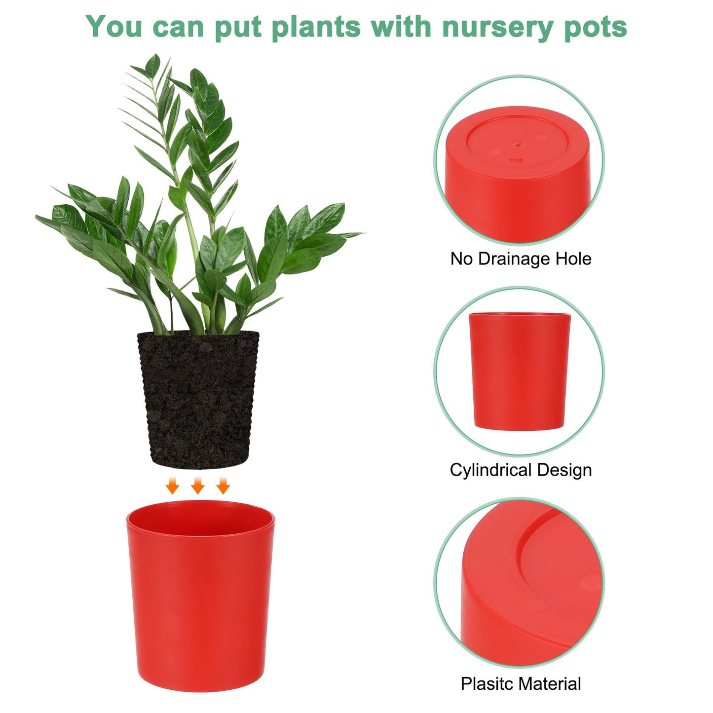 M METERXITY 4-Pack Plastic Plant Pots, 4 Inch Plastic Planters Round Flower Planter Containers Flower Pots for Indoor/Outdoor/Garden, Plant Holder [Red]
