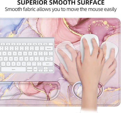 LATEEFAH Desk Mat, Mouse Pad with Wrist Rest, 4-in-1 Large Mouse Pads for Desk, Ergonomic Mouse Pad and Keyboard Wrist Rest Gaming Keyboard Mat for Office, Home