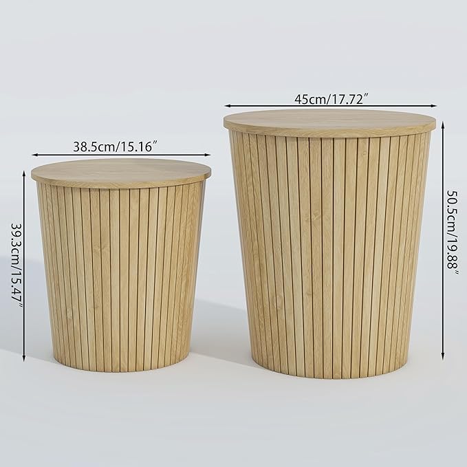 Nesting Coffee Table Set of 2, Round End Table