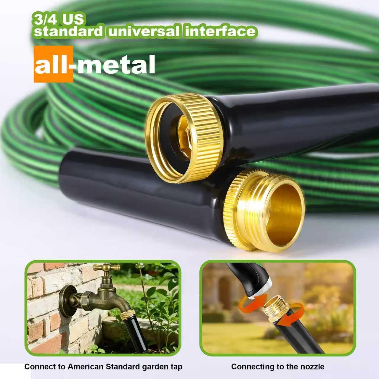 Torioweg Garden Hose 75 FT-Triple-layer pipe, Heavy Duty Water Hose with solid Aluminum Fittings, Ultra-Lightweight and Flexible, Abrasion-Resistant, Rust-Resistant,Watering and Cleaning for Outdoor
