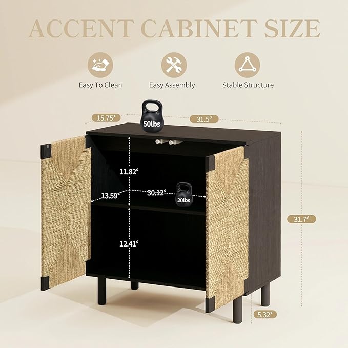 31.5" Accent Storage Cabinets, Modern Boho Sideboard