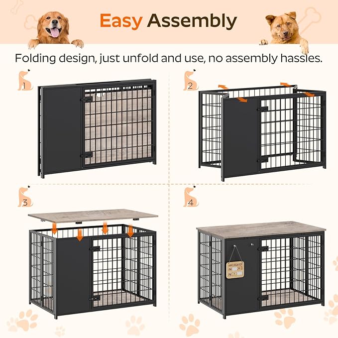 YATINEY Foldable Dog Crate Furniture, Dog Crate