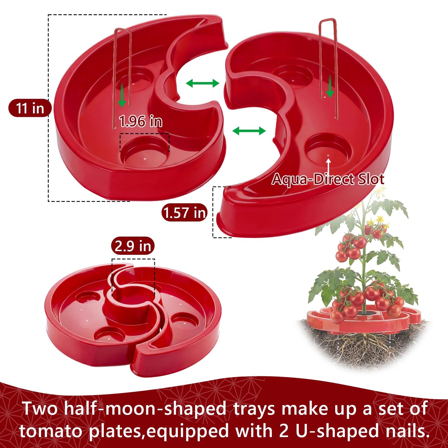 U0U 5 Sets Tomato Watering Trays,Tomatos Ring Tray Used to Improve the Yield of Tomato Plants,Help to Plant Vegetables Water Saving, Easy to Direct the Root Irrigation (5, Red)