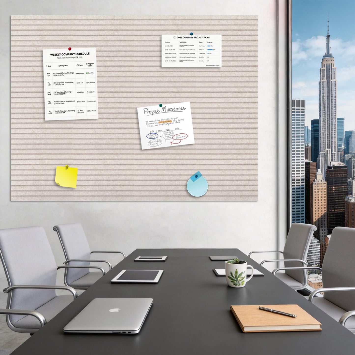 TOMAIX 12-Pack Felt Bulletin Boards (11.8" x 11.8") – Self-Adhesive Wall Tiles with Pushpins; Ideal for Offices, Classrooms, and Home Decor; for Posting Notes, Photos, and Memos (Light Camel)