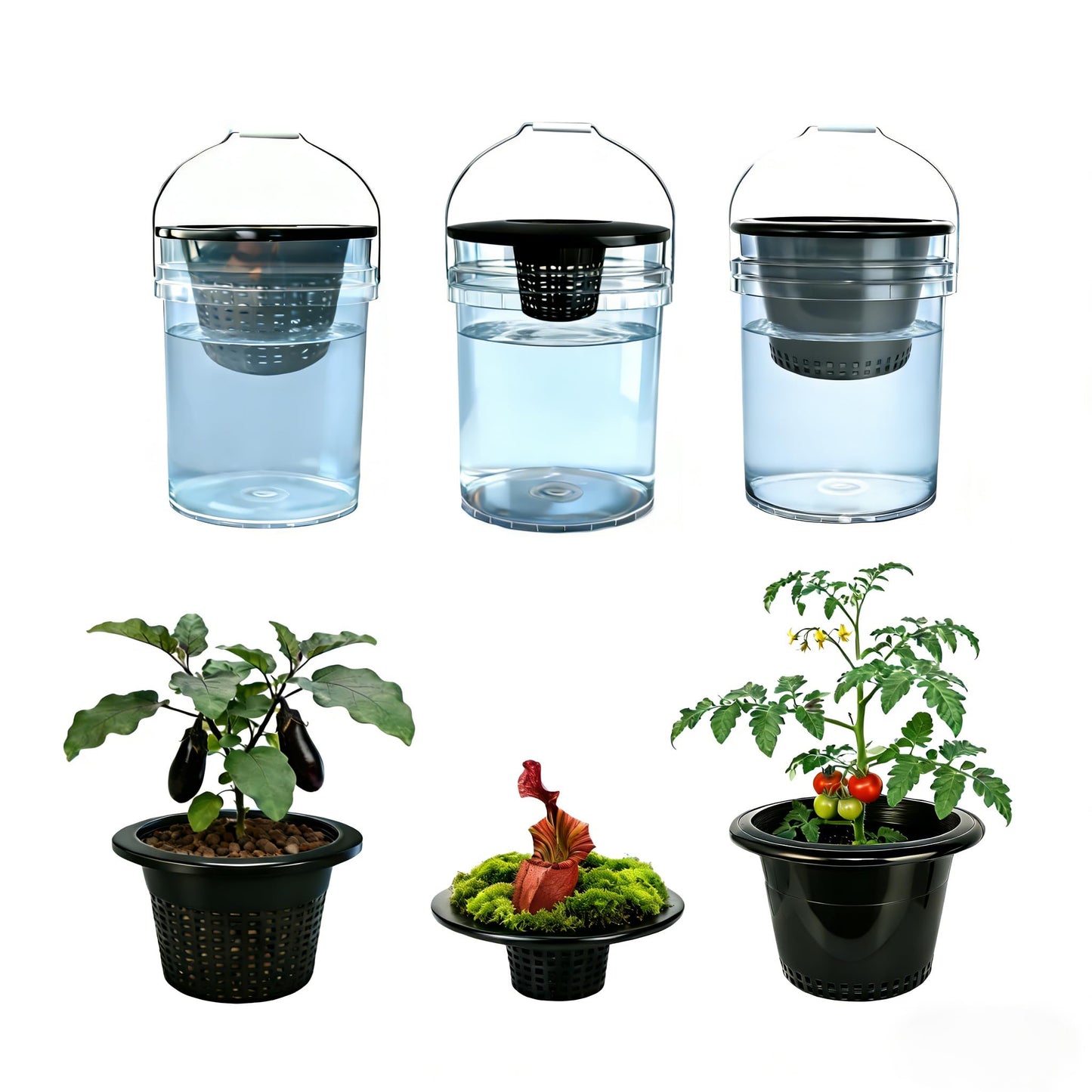 Gyfofix 3 & 5 Gallon Bucket Lid Hydroponic Plant Pot, Small/Medium/Large Opening Mesh Net Cups for Indoor Outdoor Hydroponics Growing System - Medium Opening for Most Hydroponic Crops (2 Pack)