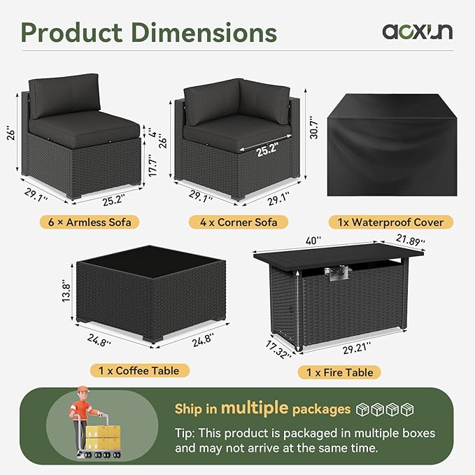 Aoxun 15 Piece Patio Furniture Set