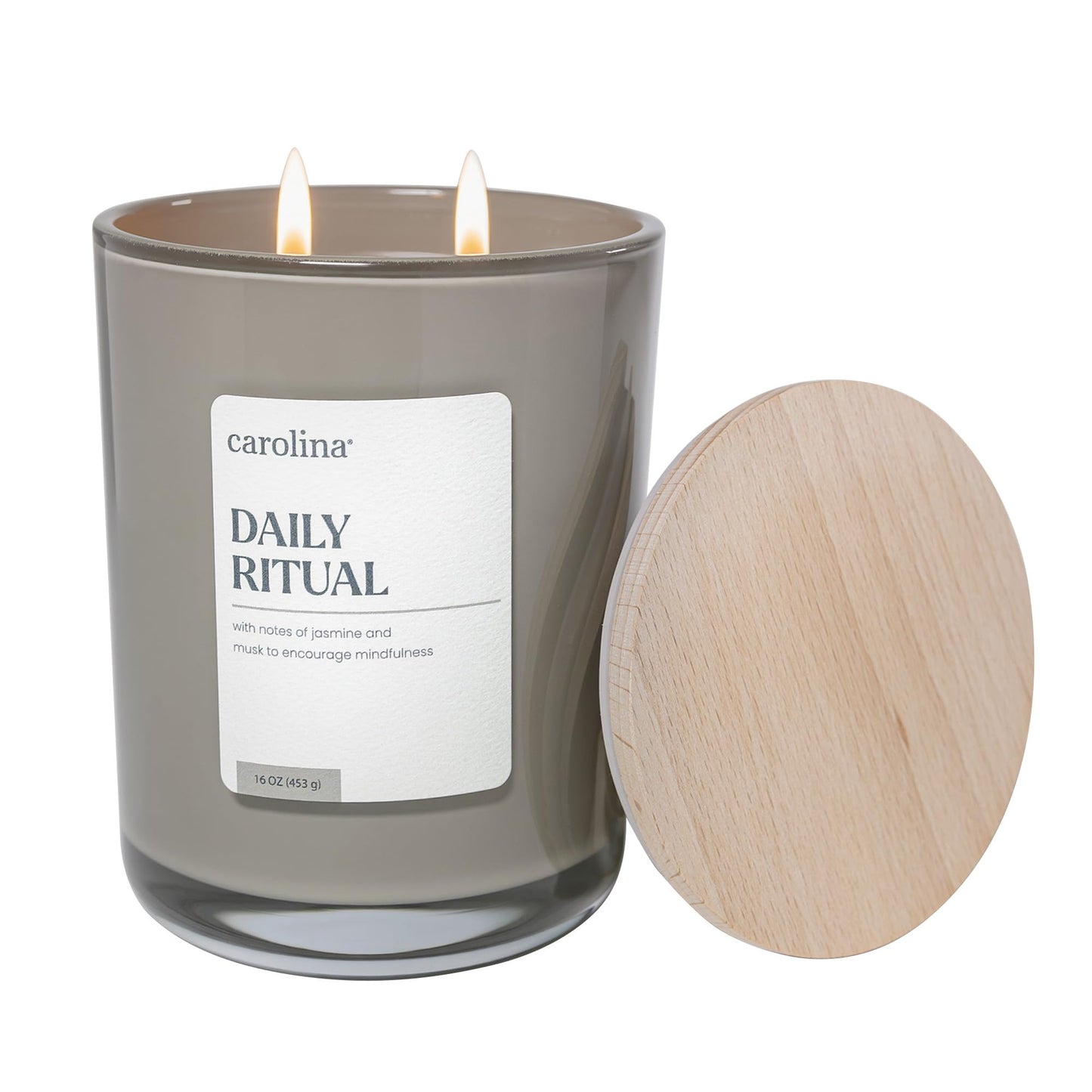 Carolina Daily Ritual Scented Candle, 16 oz Musk & Jasmine Scented, 2 Wick Wellness Relaxing Candle, 60H Burn Time, Ideal for Creating a Welcoming Home - Made in The USA