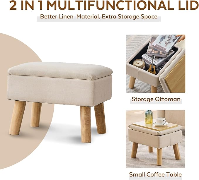 Storage Ottoman, Small Foot Stool Ottoman