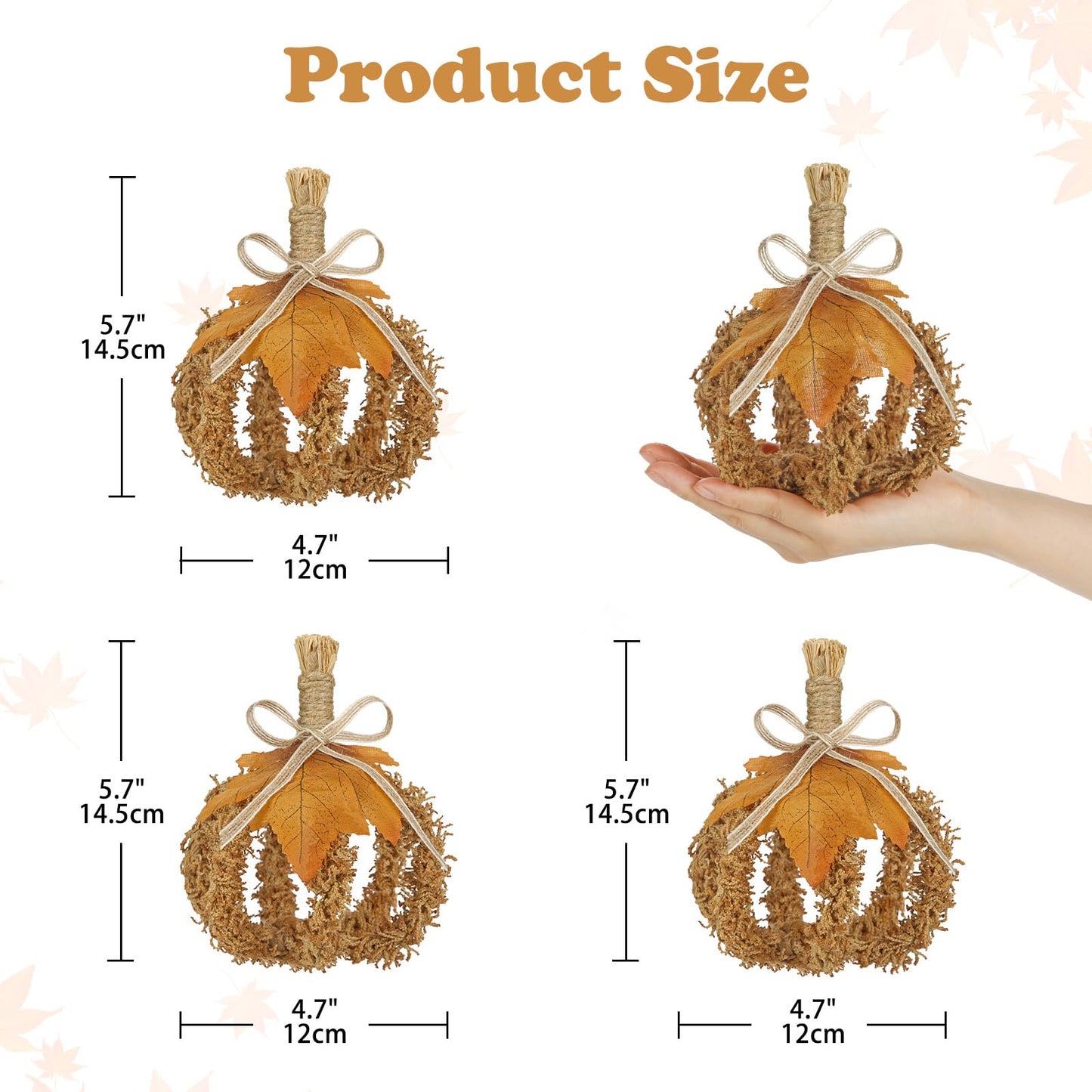 Fall Pumpkin Decorations for Home, Hollow Foldable Fake Pumpkins, Faux Small Pumpkins for Decorating, Artificial Fabric Pumpkin for Autumn Harvest Thanksgiving Halloween Centerpiece, Deep Brown 3PCS