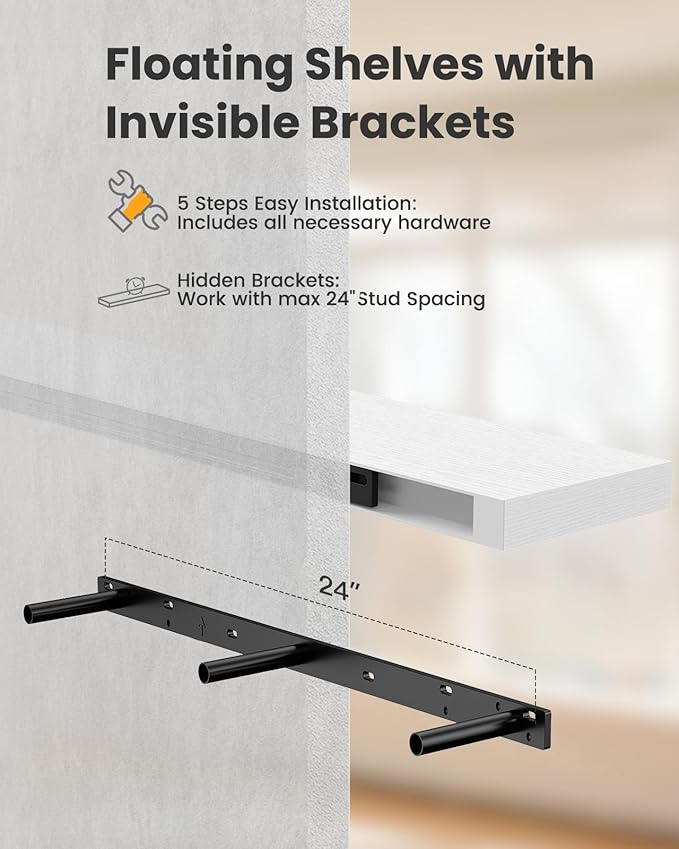 AMADA HOMEFURNISHING Floating Shelves Wall Mounted, 47 x 8 Inch Wall Shelves