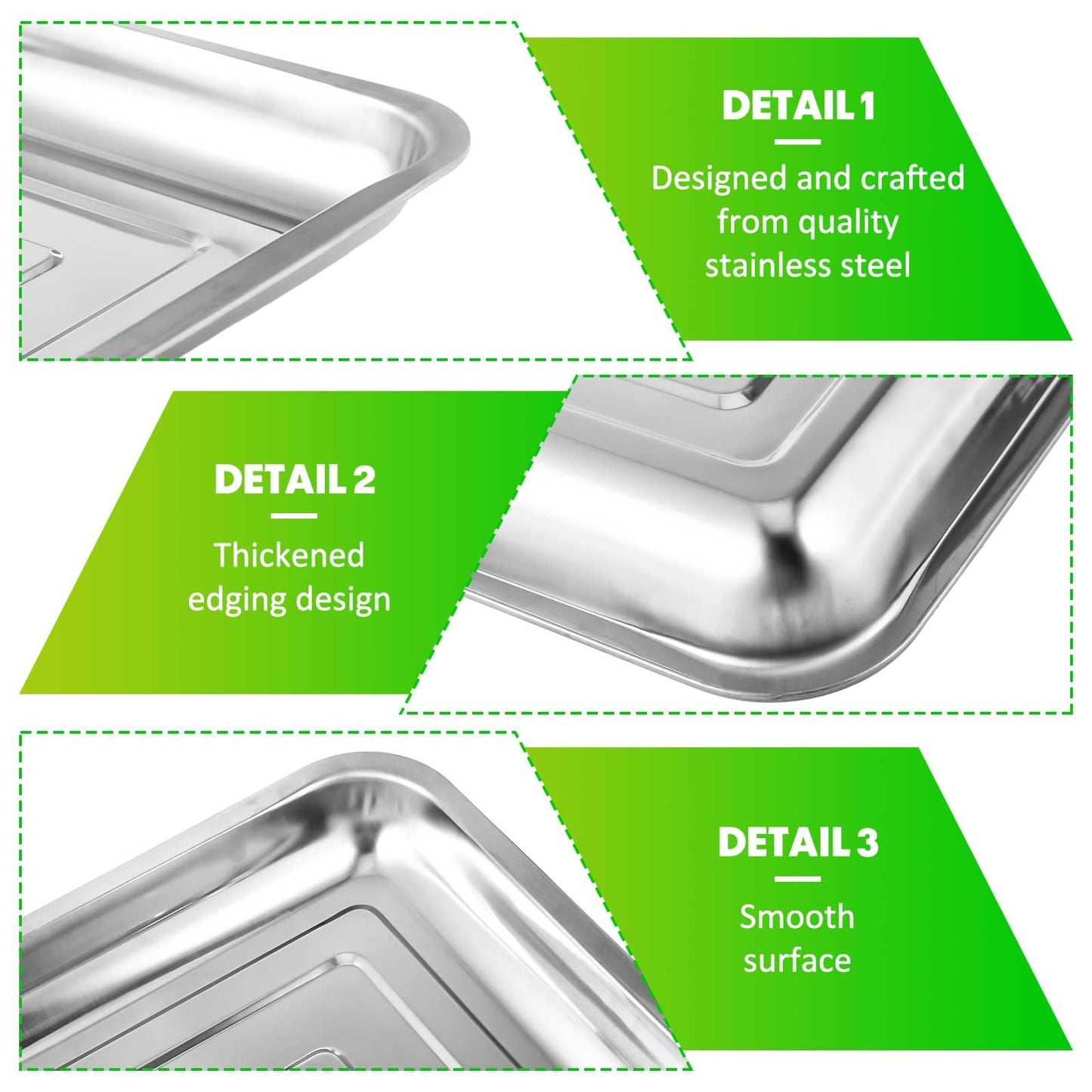 FillTouch 10 Pcs Stainless Steel Seed Starter Tray, Stainless Metal Garden Trays, Nursery Seedling Pots for Collection Transplantation & Propagation Flats, No Drain Holes(10.6 x 7.9 x 1.4 Inch)