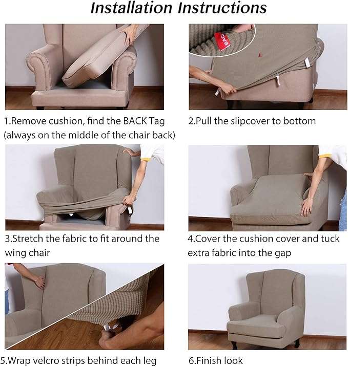 Turquoize Wingback Chair Covers 2 Piece Wing Chair Slipcover Stretch Slipcovers