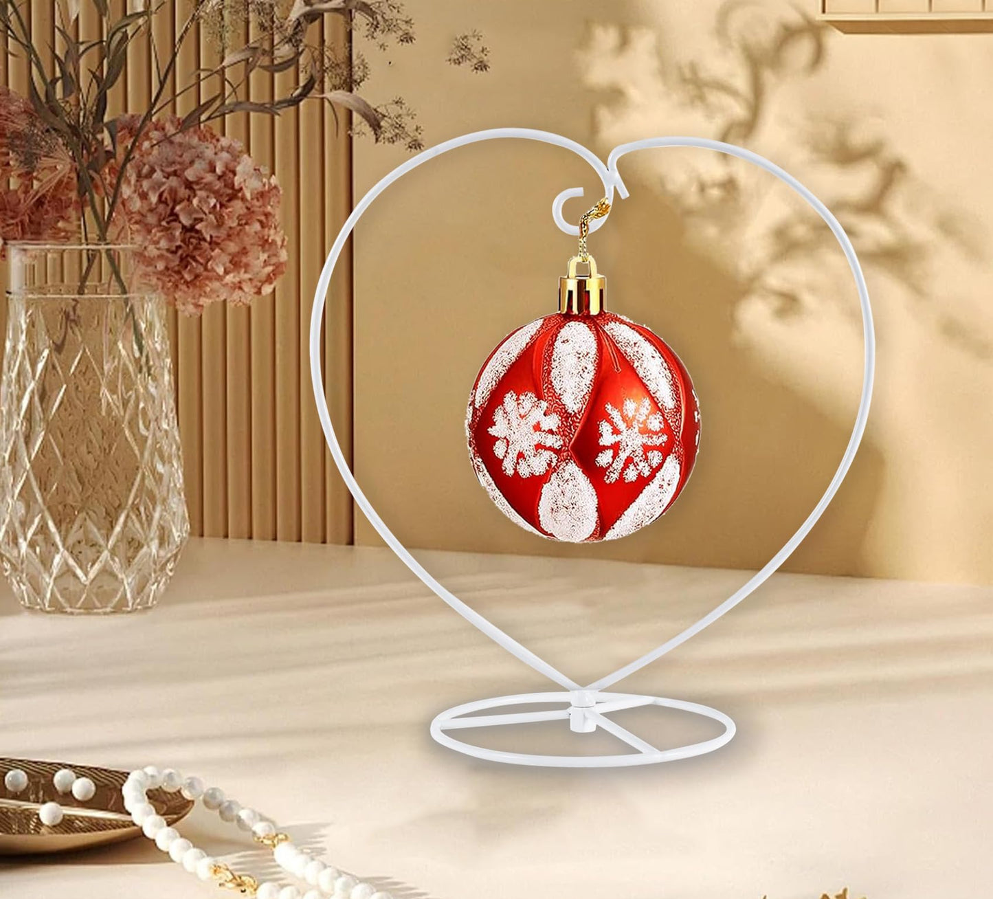 Maibloln Ornament Display Stand Hanger Rack Hook Chrismas Ornament Party Decoration Holder Air Plant Flower Pot Hanging Terrarium Home Office Decoration(White-Love)