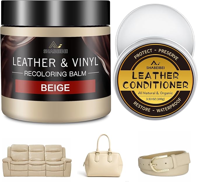 Leather Recoloring Balm with 100ml Mink Oil, Car Seats, Dye & Restorer