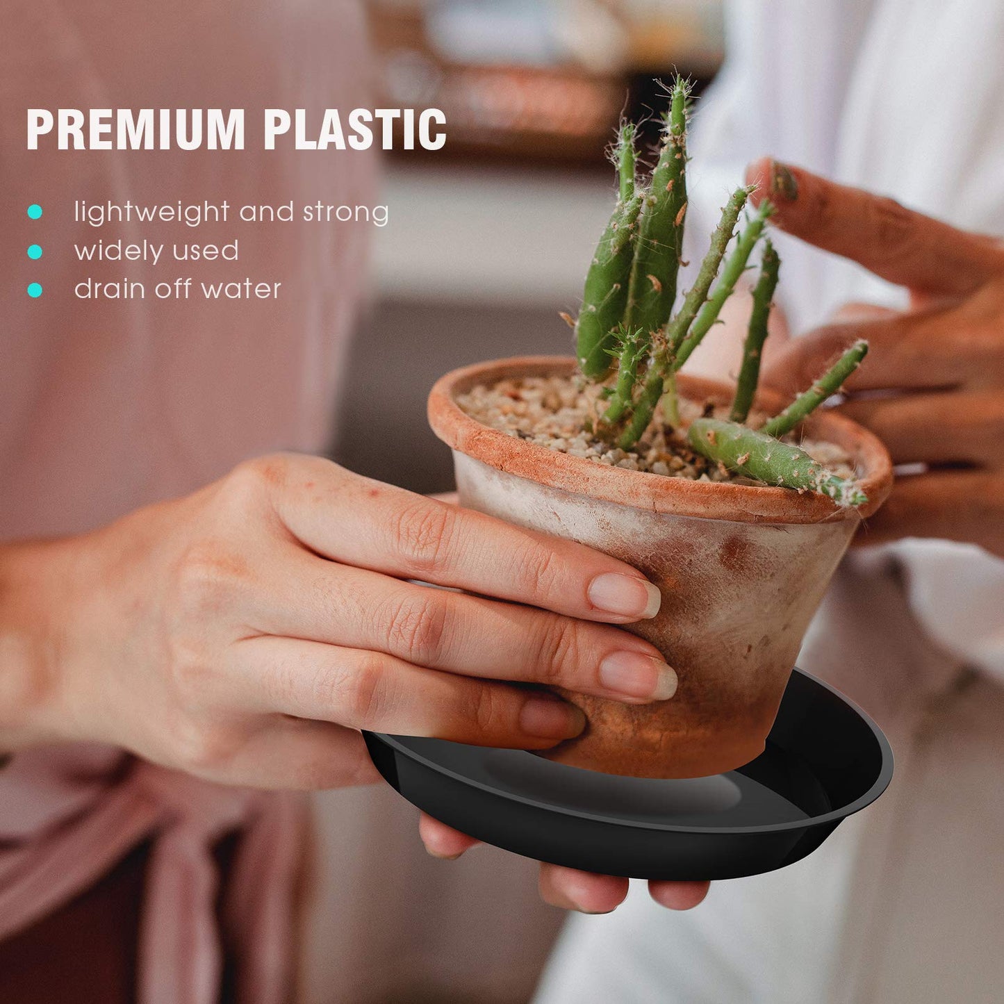 DUNPUTE 6 Pack Plant Saucer 4 6 8 10 12 14 16 18 20 22 Inch Plastic Plant Tray, Sturdy and Durable Flower Pot Container Accessories Plant Pot Saucers for Indoor and Outdoor (10 Inch, Black)