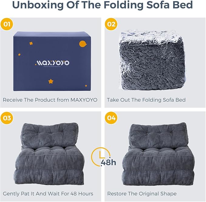 MAXYOYO Folding Sofa Bed, Convertible Sleeper Chair
