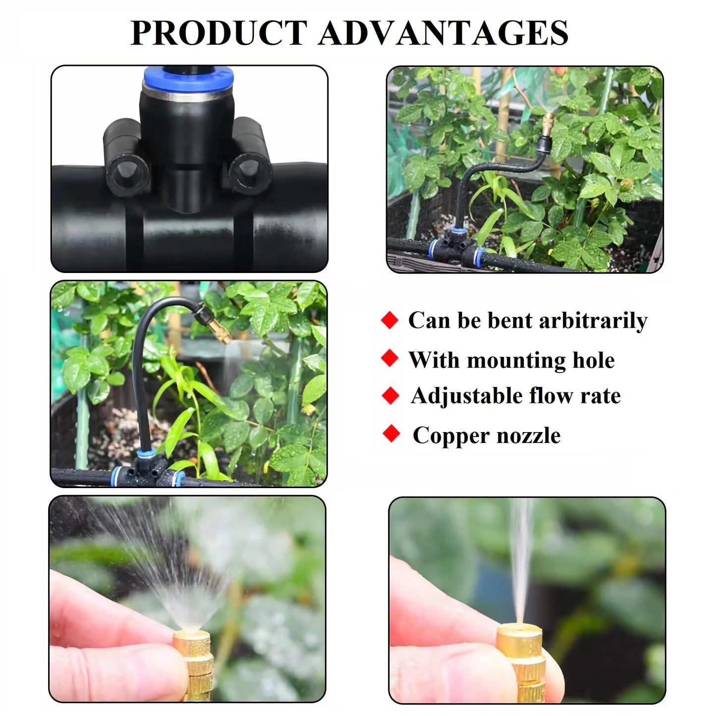 82FT Drip Irrigation Kit, Automatic Garden Watering System with Tool-Free Quick Connectors, 360° Bending Drippers & Copper Misting Nozzles for Greenhouse, Patio, Lawn & Vegetable Garden. (25M)