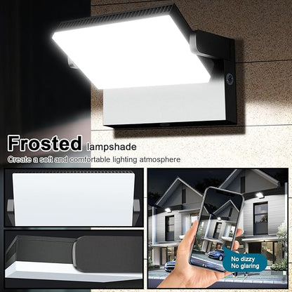 Modern Sleek LED Flood Light, 360° Rotatable 120W Commercial Wall Pack with Dusk to Dawn, 14200LM 5000K Waterproof Outdoor Lighting for Yard, Driveway, Car Lot, Building