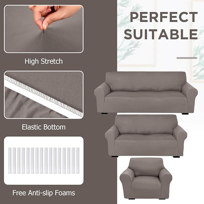 Peryiter 3 Pcs Couch and Loveseat Covers Set Sofa Cover