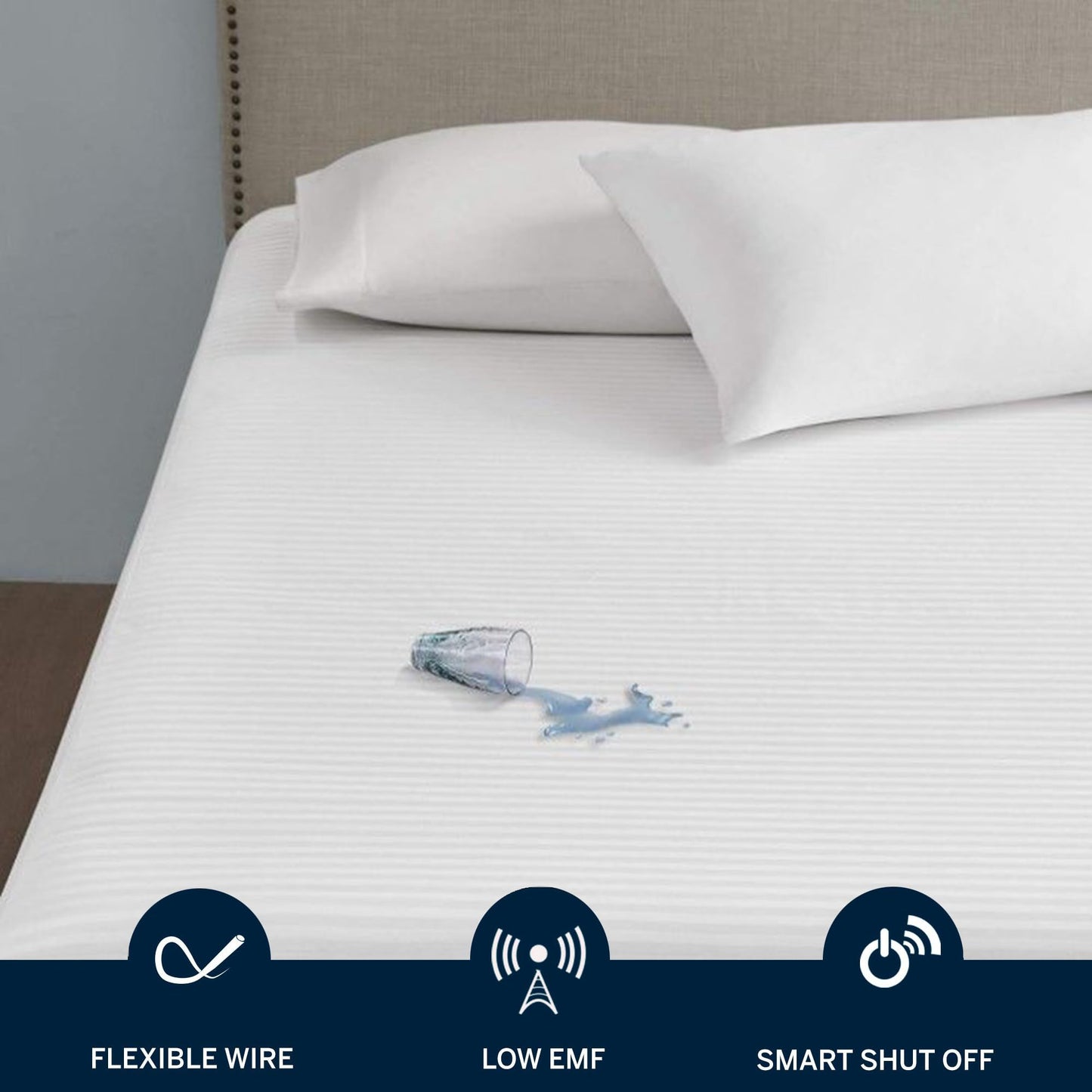 Serta Waterproof Heated Mattress Pad - Electric Bed Warmer with 10 Heat Settings, Auto Shut Off Timer, ETL Certified Electric Mattress Pad, Elastic Deep Pocket, Machine Washable, White Queen