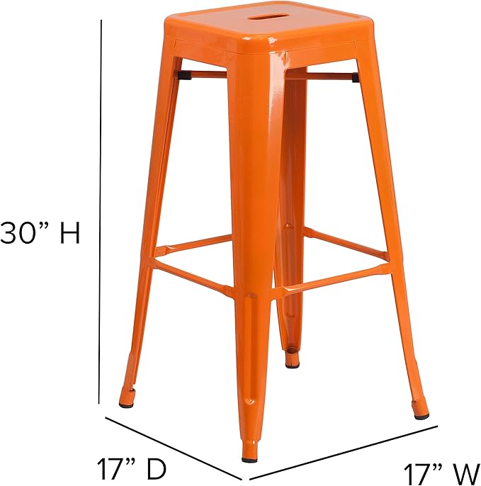 Flash Furniture Commercial Grade 30" High Backless Orange Metal Indoor-Outdoor