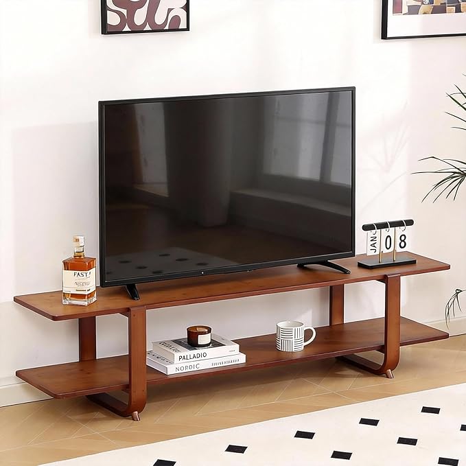 Tiita TV Stand with Storage for TVs up to 65'', Bamboo TV Console Entertainment