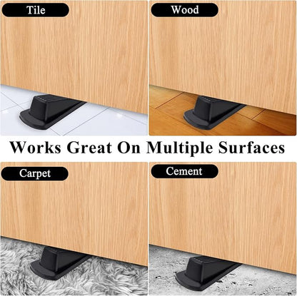 12 Pack Door Stoppers for Bottom of Door, 4.8x2.2x1.3in Door Stops, Rubber Door Stopper Wedge, Sturdy Stackable Door Stops for Floor