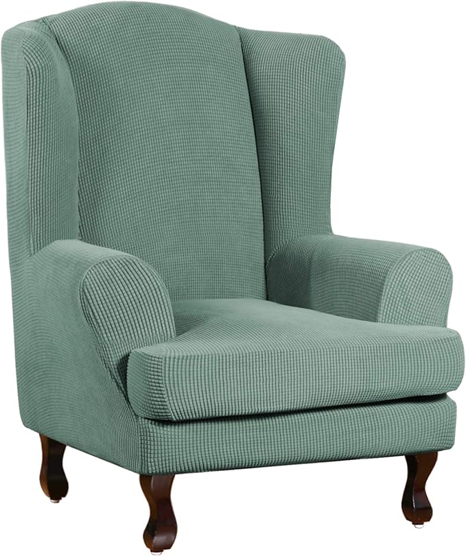 Turquoize Wingback Chair Covers 2 Piece Wing Chair Slipcover Stretch Slipcovers