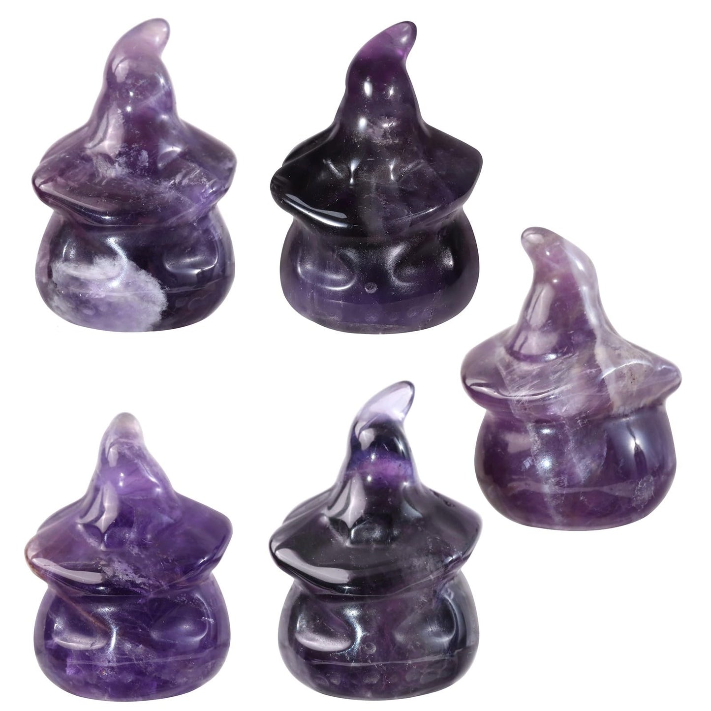 Amogeeli 1 Inch Hand-Carved Healing Pocket Stone Pumpkin Figurine, Halloween Pumpkin Crystal Decor for Home Office, Amethyst