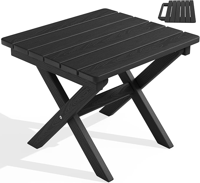 SERWALL Portable Folding Adirondack Table, HDPE Material Outdoor End Table