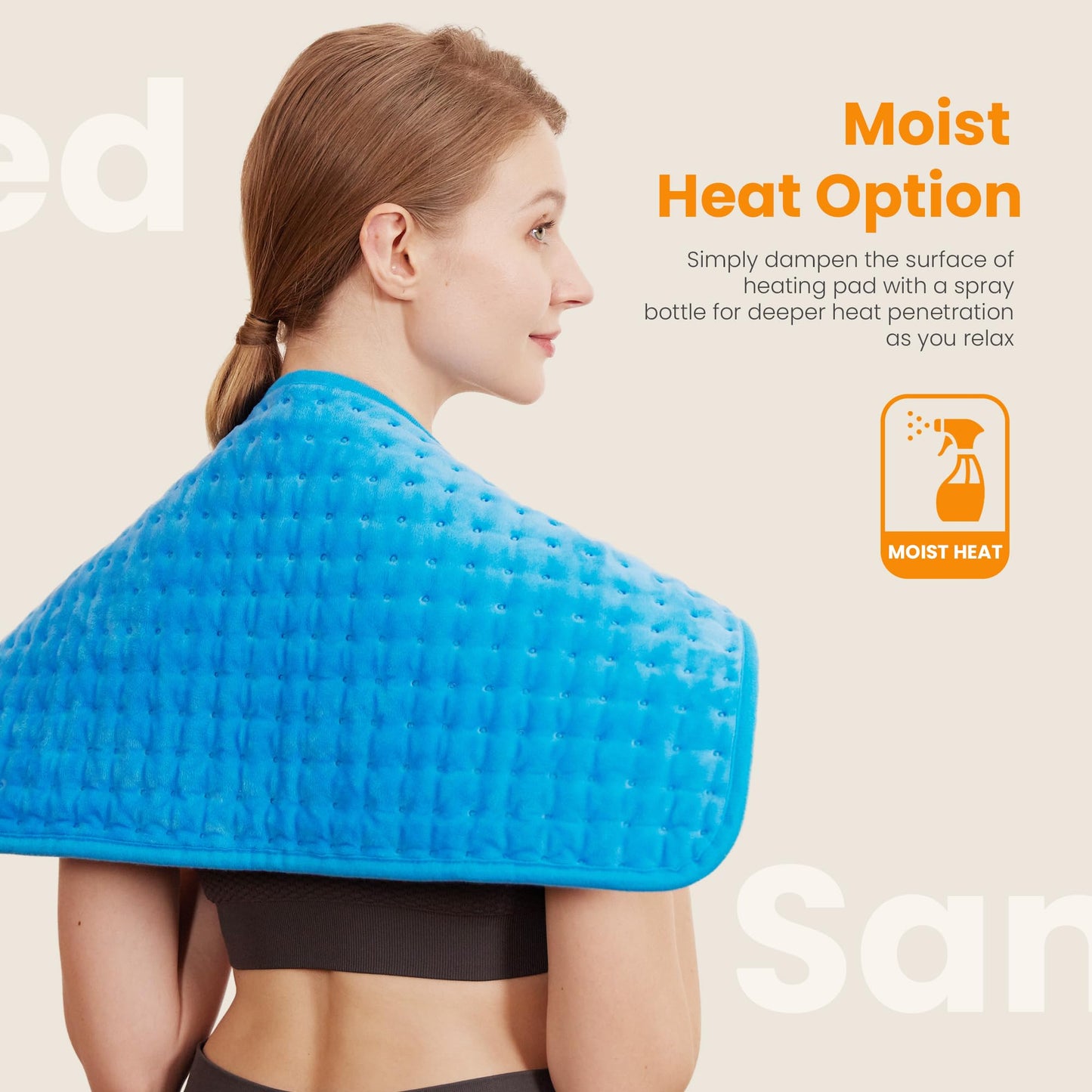 Electric Heating Pad for Back Pain Relief & Cramps - 6 Heat Settings,Auto Shut Off,Moist Heat Options,Portable Heated Pads for Neck/Shoulder Machine Washable Gift for Men Women,Grey,12"x24"