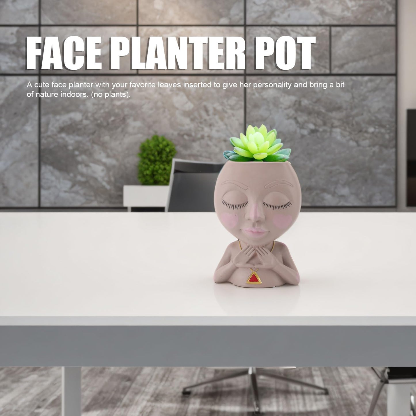 HaloVerde Resin Head Planter with Drainage for Plant Health, a Cute Girl Heads Succulent Flowerpot for Indoor Home Decor and Outdoor Garden Display