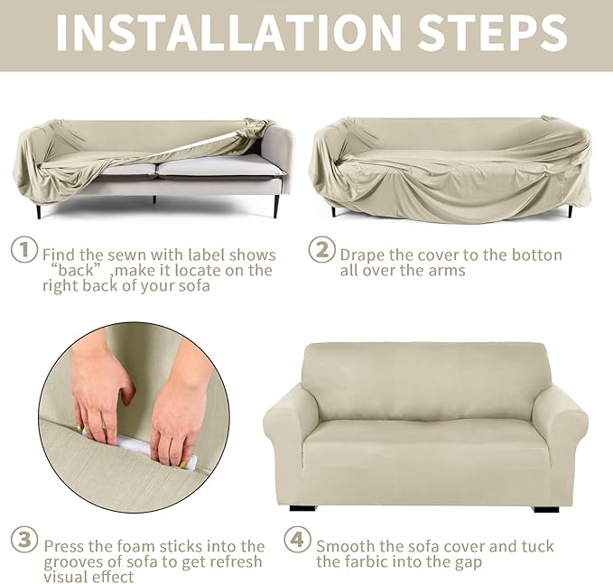 Peryiter 3 Pcs Couch and Loveseat Covers Set Sofa Cover
