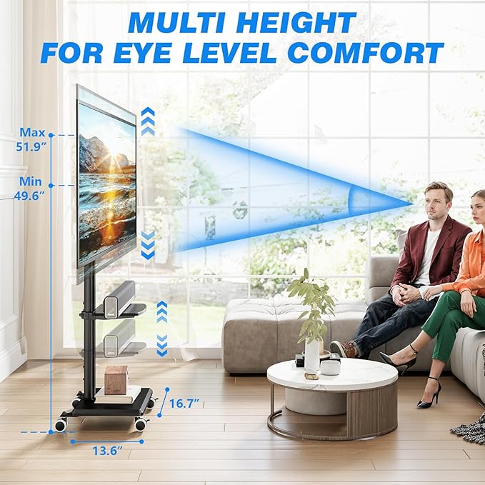 Rfiver Rolling TV Stand with Shelf