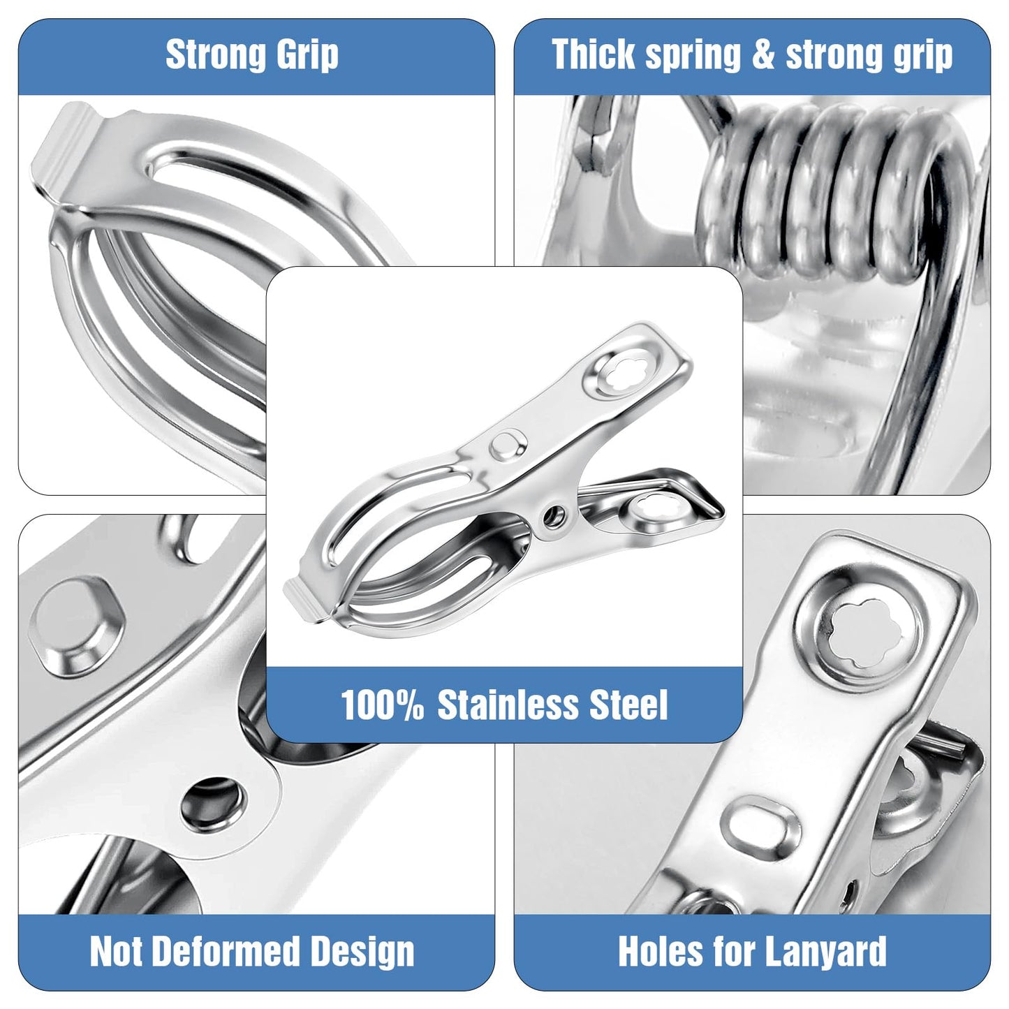 Upgraded 200 PCS Garden Clips, Greenhouse Clamps 100% Stainless Steel Heavy Duty Greenhuose Clips for Netting - Strong Grip to Hold Down Shade Cloth or Plant Cover on Garden Greenhouse Hoops