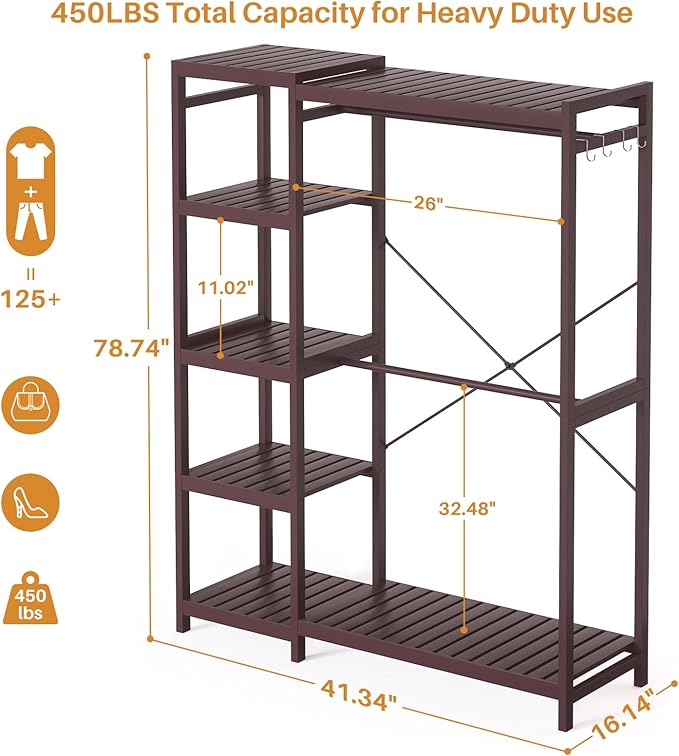 Homykic Bamboo Clothes Rack Garment Rack