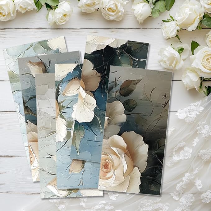 6 Sheets Large White Roses Rub on Transfers