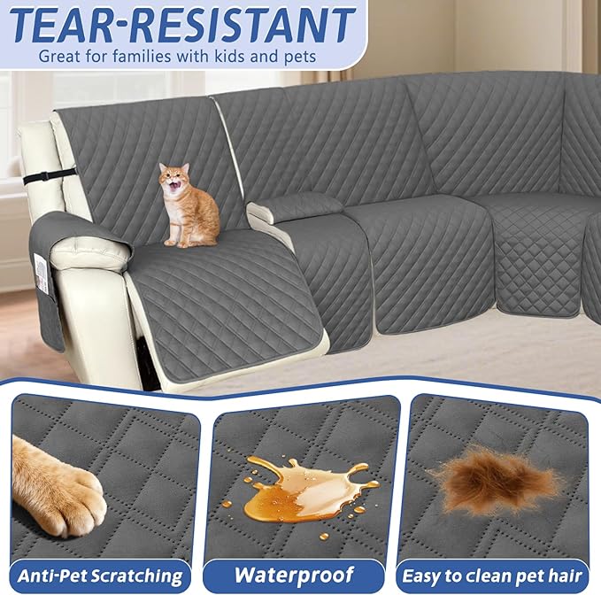 Arfntevss Recliner Sectional Couch Covers 1OO% Waterproof L Shape Sofa Cover