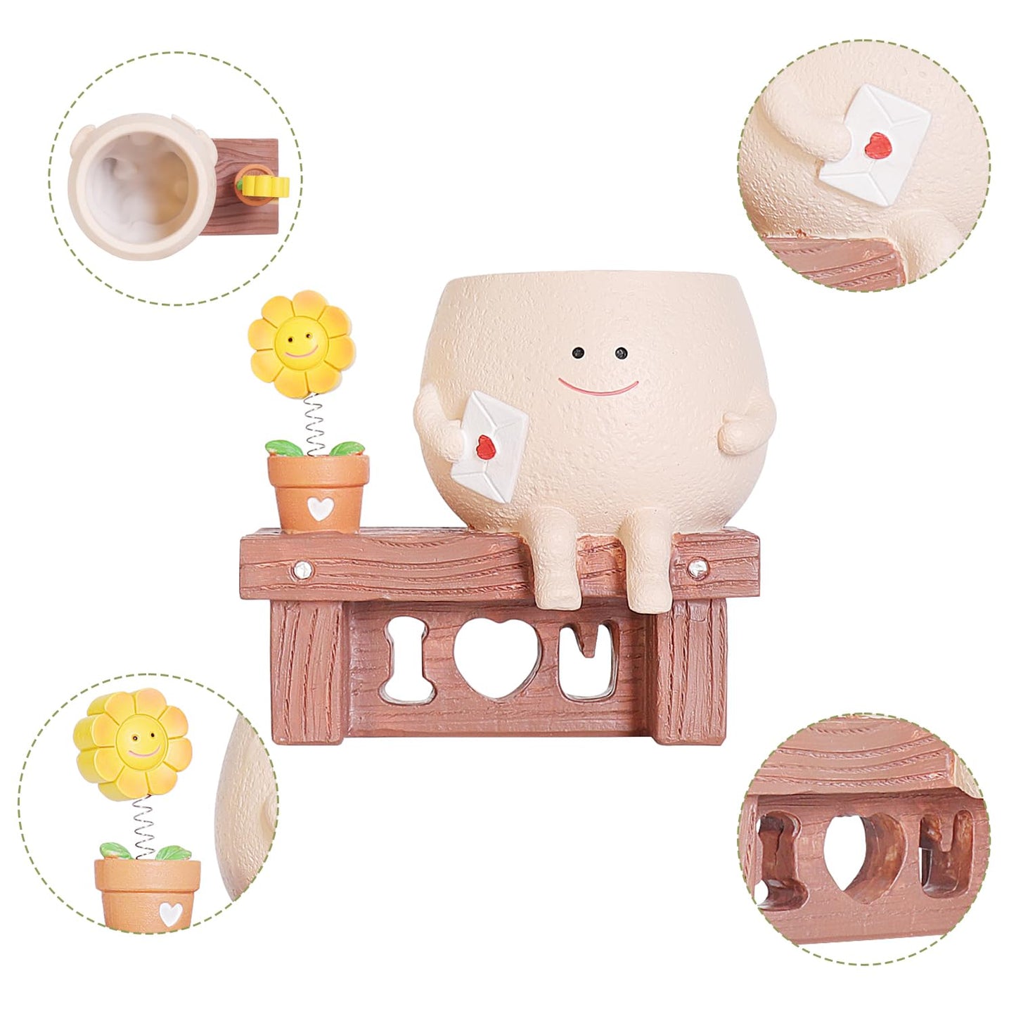 NINIPAPA Funny Face Flower Pots Cute Plant Pot Smiley Planter, Sunflower Pot for Indoor Plants, Unique Succulent Cactus Happy Head Planters, Plant Gifts for Mom Lover on Birthday Christmas ﻿