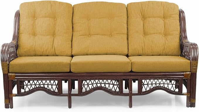 Malibu Lounge Set of 4: 2 Natural Rattan Wicker Chairs, Three-Seater Sofa