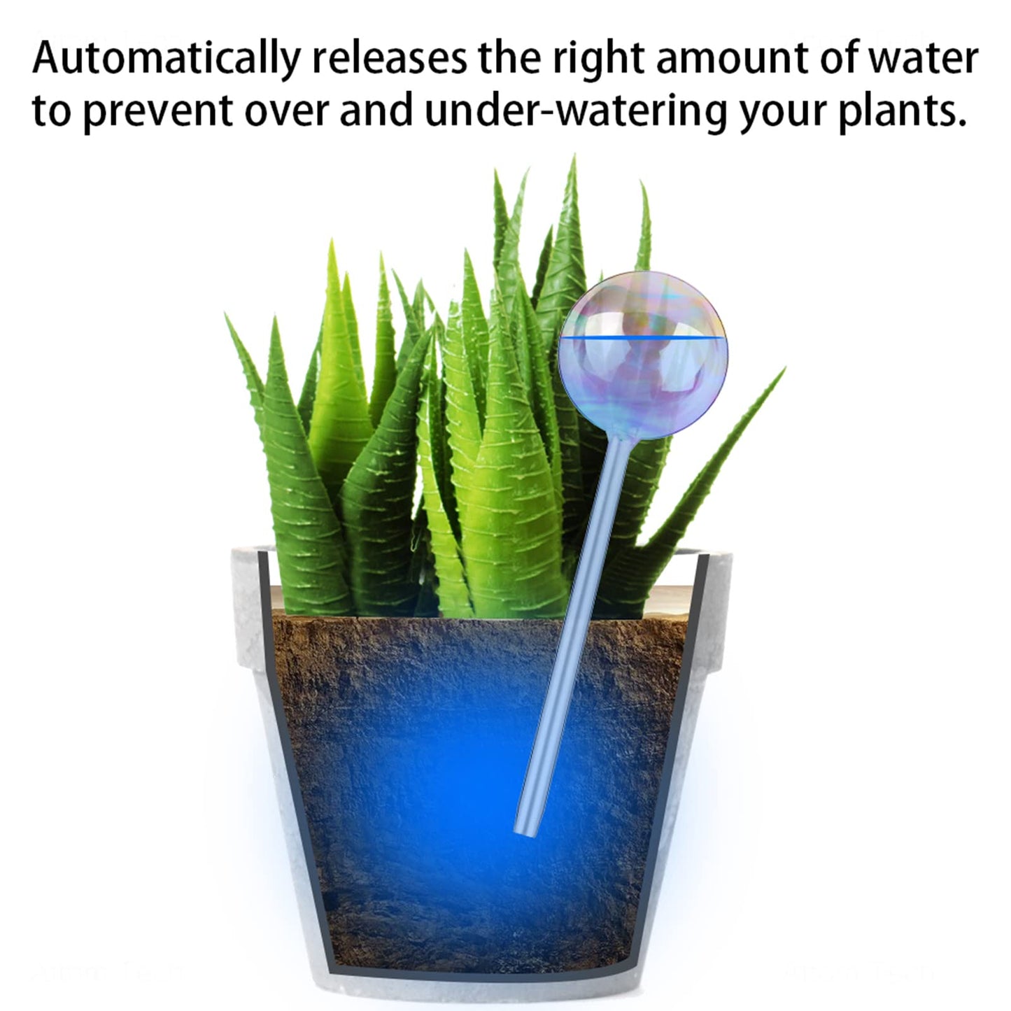 Tomorotec [4 PCS] Light Iridescent Rainbow Gradient Color Clear Glass Self-Watering System Spikes, Automatic Plant Waterer Bulbs